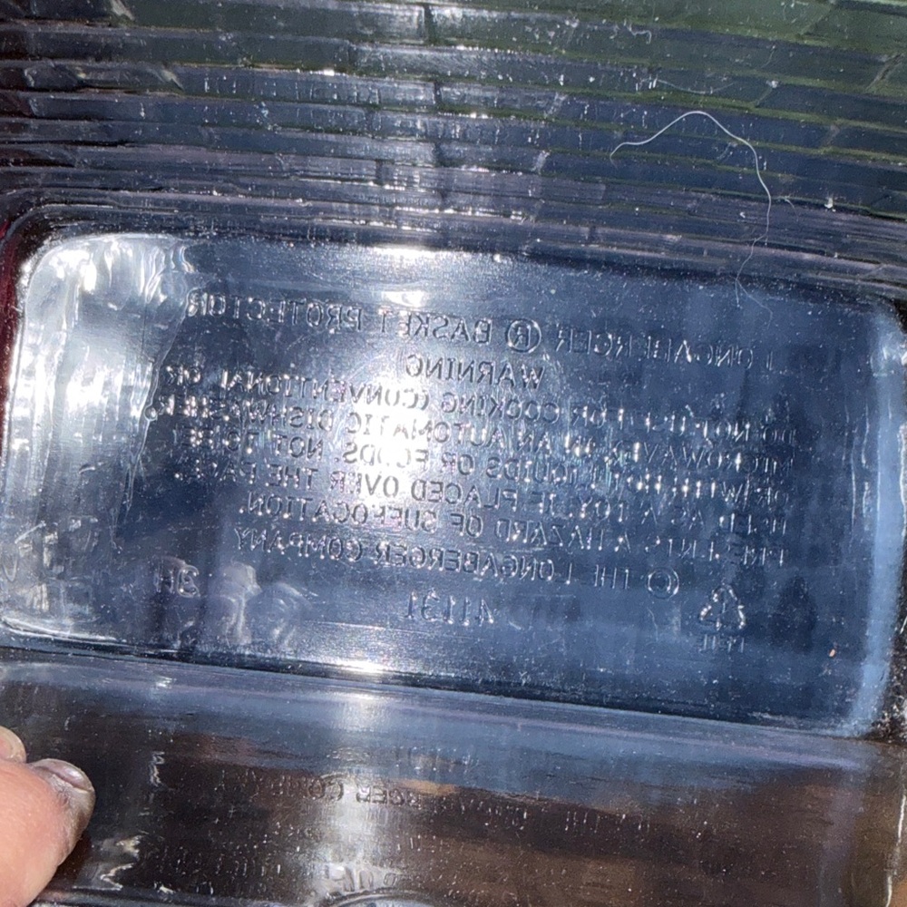 Vintage Longaberger Recipe Basket with Recipe Cards Lid Clear Liner - Picture 5 of 10